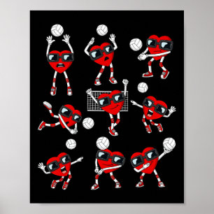 Valentines Day Heart Volleyball Player Fun Boys Gi Poster