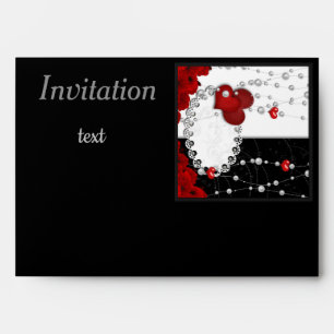 Valentines Day hearts and beads pearl red black Envelope