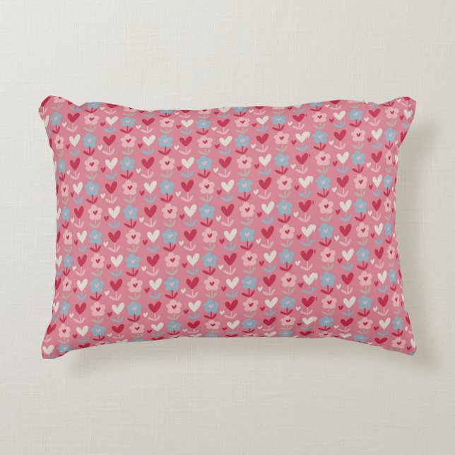 Valentines Day Hearts and Flowers  Accent Pillow (Front)