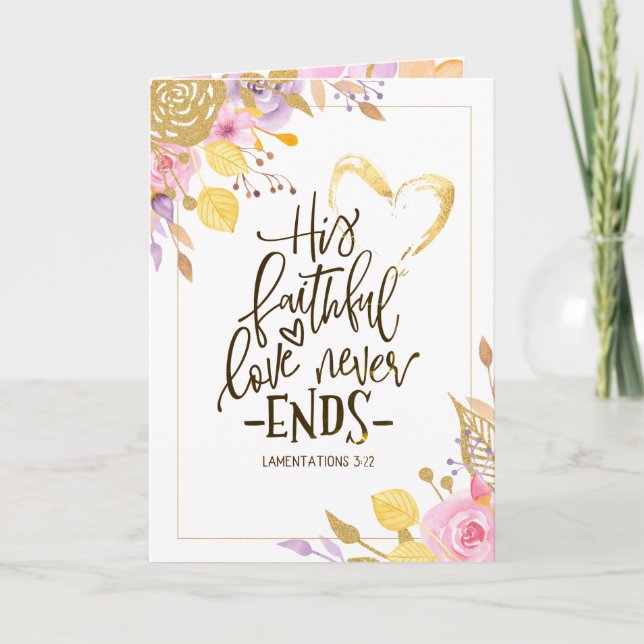 Valentine's Day Hearts and Flowers Bible Verse Holiday Card (Front)