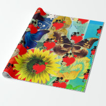 Valentine's Day HEARTS AND FLOWERS Wrapping Paper