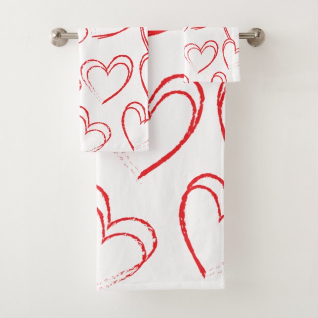 Valentine's Day Hearts Bath Towel Set (Insitu)
