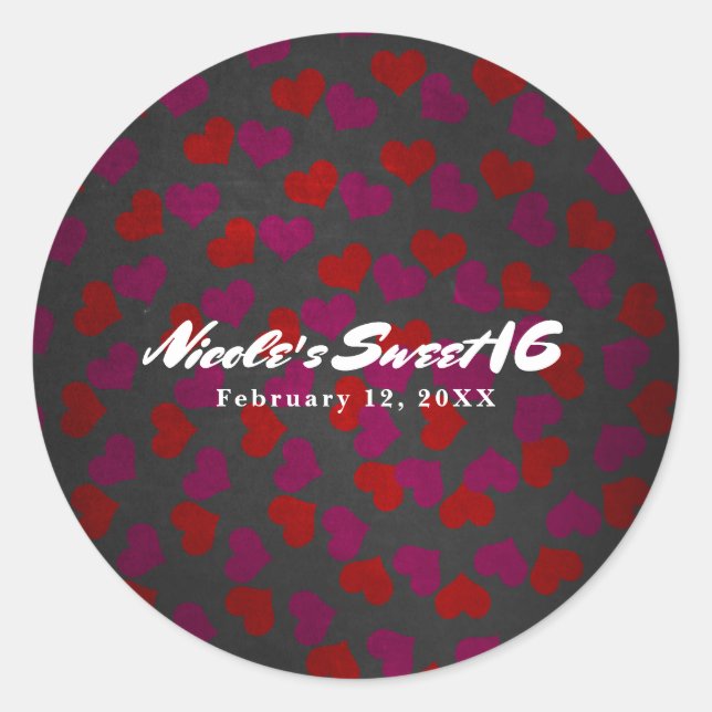Valentine's Day Hearts Birthday Party Celebration Classic Round Sticker (Front)