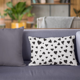 Valentine's day hearts - black and white accent pillow