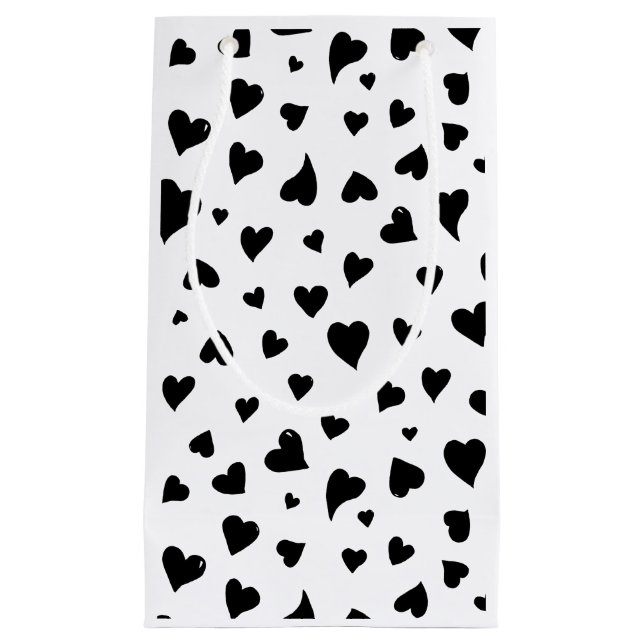 Valentine's day hearts - black and white small gift bag (Front)
