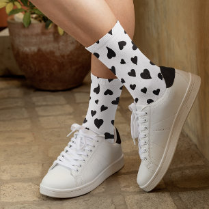 Valentine's day hearts - black and white socks