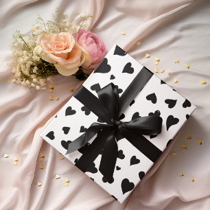 Valentine's day hearts - black and white wrapping paper sheet