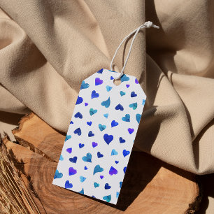 Valentine's day hearts - blue gift tags