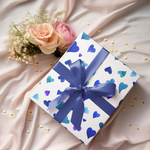 Valentine's day hearts - blue wrapping paper sheet
