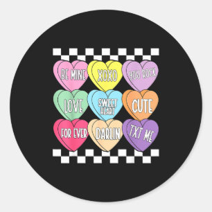 Valentine's day hearts candy be conversation heart classic round sticker