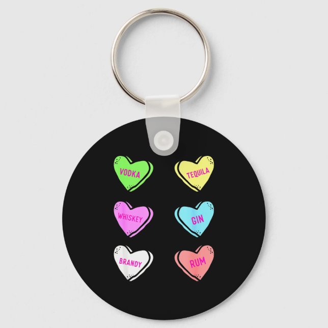 Valentines Day Hearts Drinking Liquor Lovers Anti  Keychain (Front)
