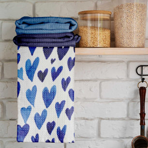 Valentines day hearts explosion - blue kitchen towel