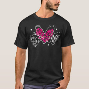 Valentine's Day Hearts  Houndstooth, Zebra, Pink L T-Shirt