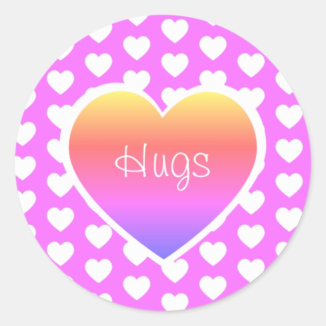 Valentine's Day Hearts Hugs LGBTQ Classic Round Sticker (Front)