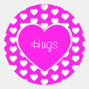 Valentine's Day Hearts Hugs Purple  Classic Round Sticker