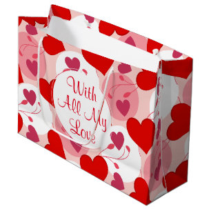 Valentine's Day Hearts in Red & Pink Large Gift Bag