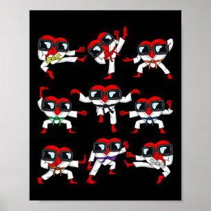 Valentines Day Hearts Karate Martial Arts Boys Gir Poster