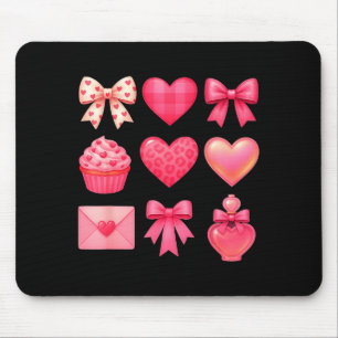 Valentines Day Hearts Leopard Coquette Bow Party W Mouse Pad