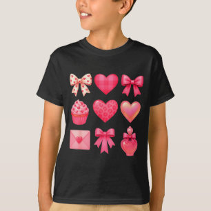 Valentines Day Hearts Leopard Coquette Bow Party W T-Shirt