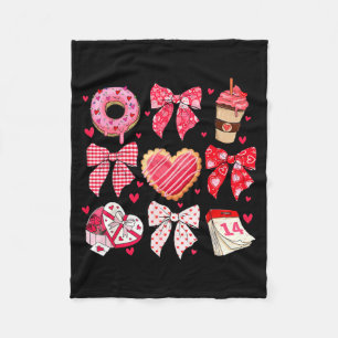 Valentines Day Hearts Leopard Coquette Bow Women G Fleece Blanket