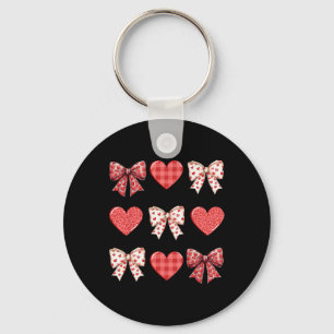 Valentines Day Hearts Leopard Coquette Bow Women G Keychain