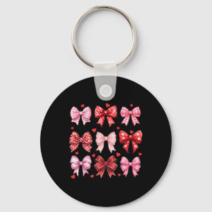 Valentines Day Hearts Leopard Coquette Bow Women G Keychain