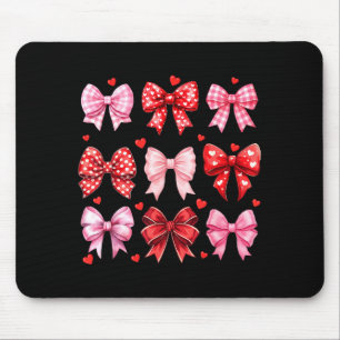 Valentines Day Hearts Leopard Coquette Bow Women G Mouse Pad