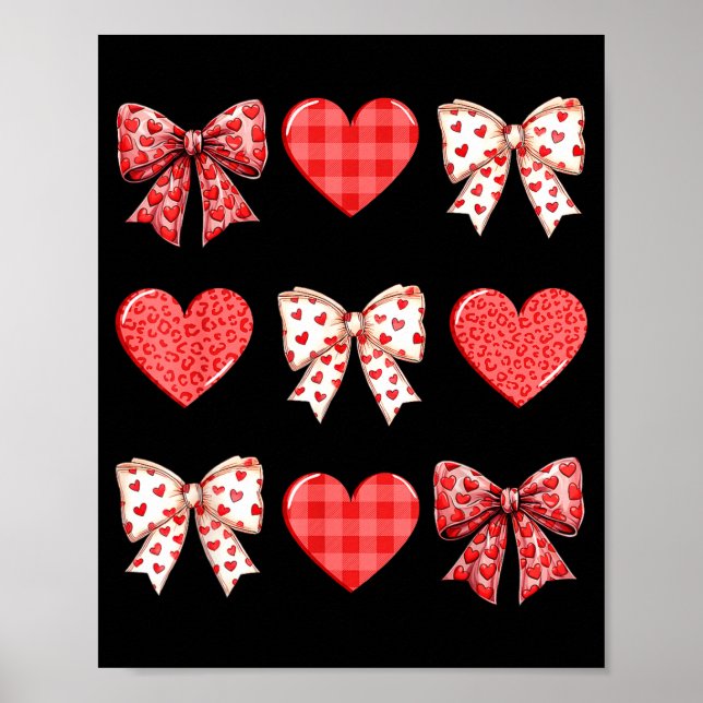 Valentines Day Hearts Leopard Coquette Bow Women G Poster (Front)