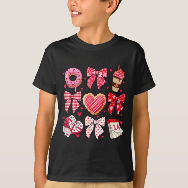 Valentines Day Hearts Leopard Coquette Bow Women G T-Shirt (Front)