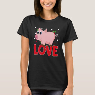 Valentine's Day Hearts Love Pig Animal Women T-Shirt