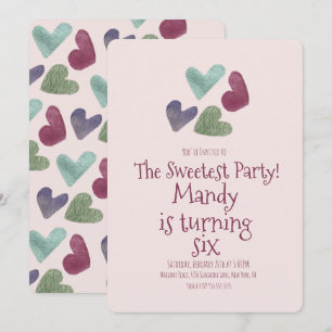 Valentines Day Hearts Metallic Birthday Party Invitation