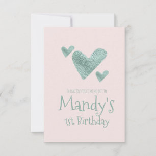 Valentines Day Hearts Metallic Watercolor Birthday RSVP Card
