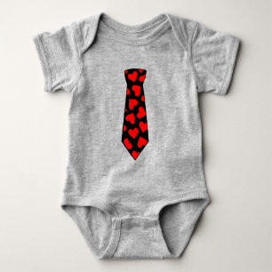 Valentine's Day Hearts Necktie Baby Bodysuit