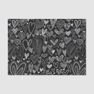 Valentine's Day Hearts on Black Tissue Paper