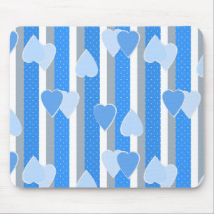 Valentine's Day hearts on striped background Mouse Pad