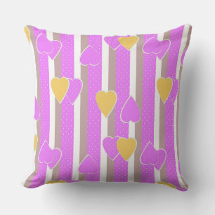 Valentine's Day hearts on striped background Throw Pillow