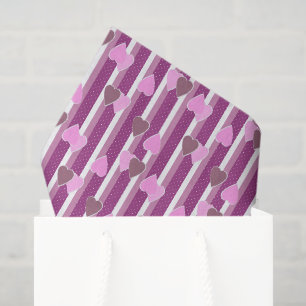 Valentine's Day hearts on striped background Tissue Paper