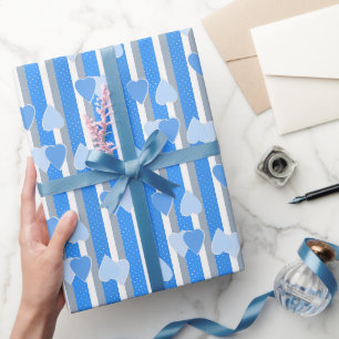 Valentine's Day hearts on striped background Wrapping Paper