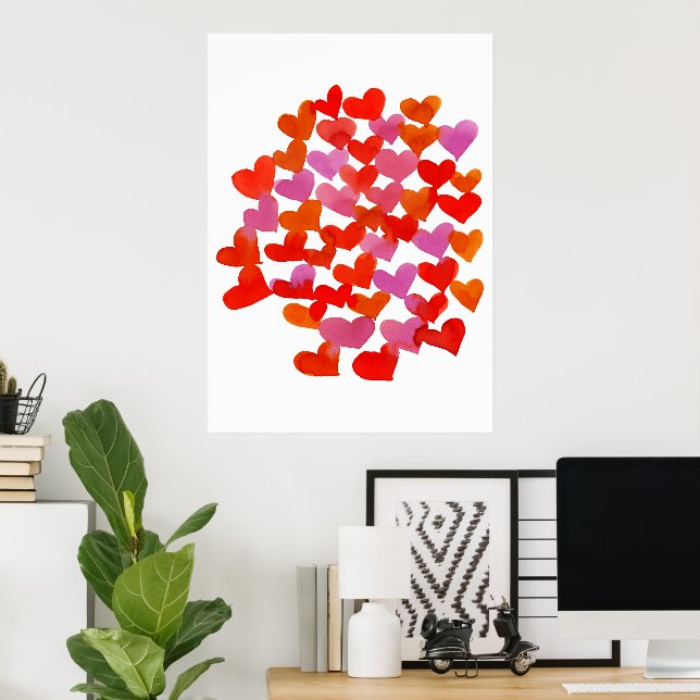 Valentine's day hearts - orange and pink poster (Home Office)