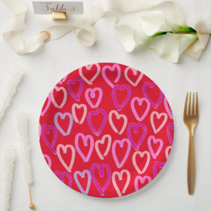 Valentines Day Hearts Paper Plate
