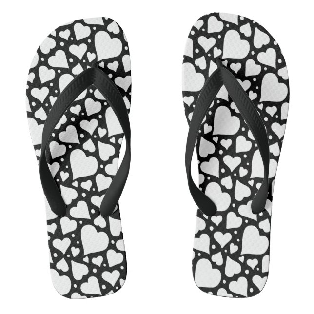 Valentine's Day Hearts Pattern. Custom BG Colour! Flip Flops (Footbed)