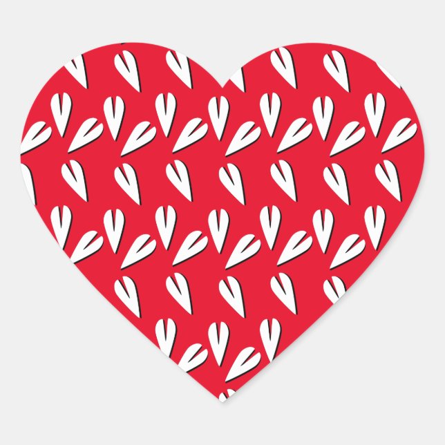 Valentines Day Hearts Pattern Red Black White Heart Sticker (Front)