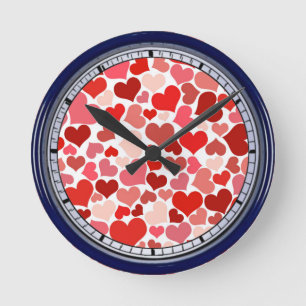 Valentine's Day Hearts Pattern Round Clock