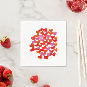 Valentine's day hearts - pink and orange napkin