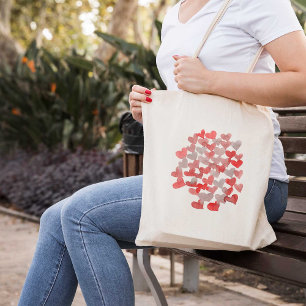Valentine's day hearts - red and grey tote bag