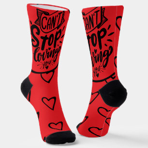 Valentines Day Hearts Red Black Quote Socks