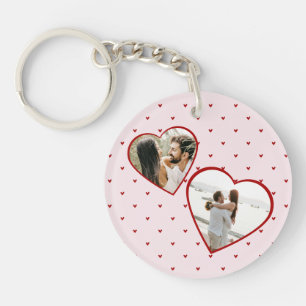 Valentine's Day Hearts Red Photo Collage Keychain