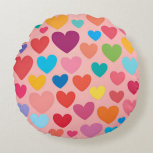Valentine's Day Hearts Round Pillow