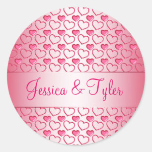 Valentine's Day. Hearts. Text. Classic Round Sticker