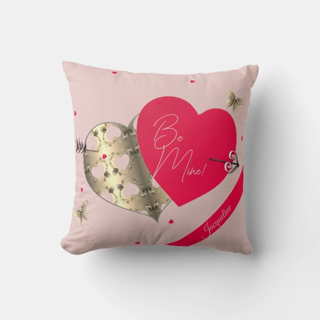 Valentine's Day Hearts Throw Pillow (Front)